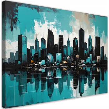 Obraz Obraz do obýváku, ložnice, kanceláře, Moderní Budovy Město Tyrkysová 45x30