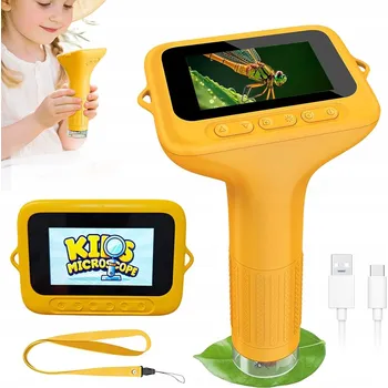PŘENOSNÝ DIGITÁLNÍ MIKROSKOP PRO DĚTI 100-1000X IPS DISPLEJ 3" 8 LED 2MP