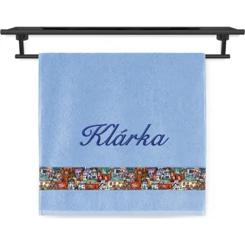Ručník Ručník se jménem NA PŘÁNÍ 50x100 Domečky den světle modrý