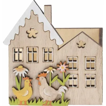 Dekorační ohrádka Kohouti dřevěná 11 x 13 x 7,5 cm