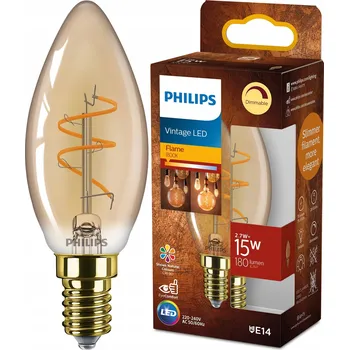 Žárovka LED žárovka PHILIPS E14 2,7W = 15W 1800K FILAMENT VINTAGE RETRO DEKORATIVNÍ