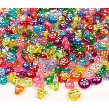 Playbox Perlová směs korálků se stříbrnými tečkami 750 ks