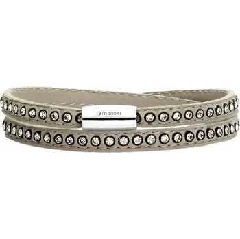 Náramek Manoki Náramek Giada přírodní kůže a chirurgická ocel BA531SS Šedá