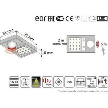 Noční světlo Meblar Led osvětlení TA-01 se senzorem