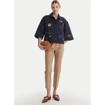 Dámské kalhoty Weekend Max Mara Kalhoty z materiálu Vite 2615131031 Béžová Slim Fit 46