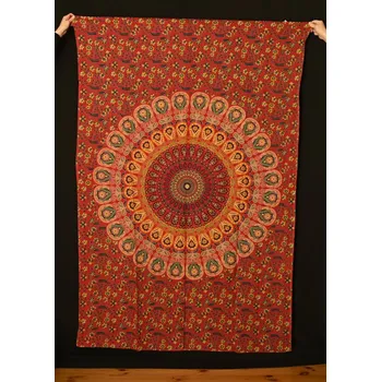 Přehoz na lůžko Mandala malá/Barmere žluto-červená