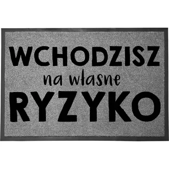 Rohožka Vstupní rohožka šedá 40x60 cm - S humorem: Na vlastní nebezpečí
