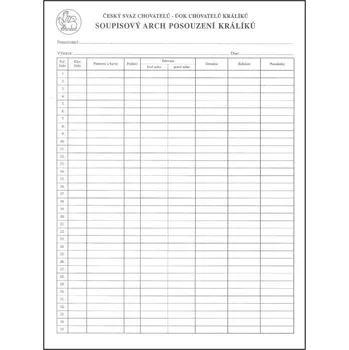 Soupisový arch posouzení králíků