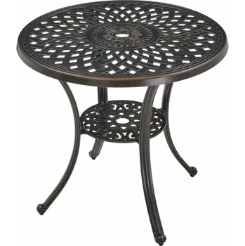 Zahradní stůl Hliníkový stůl MONDRICH antická hnědá, průměr 78x70 cm, kulatý