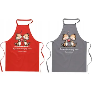 Kuchyňská zástěra Kuchyňská zástěra pro pár - Dárek na Valentýna - Roztomilé veverky + Jméno