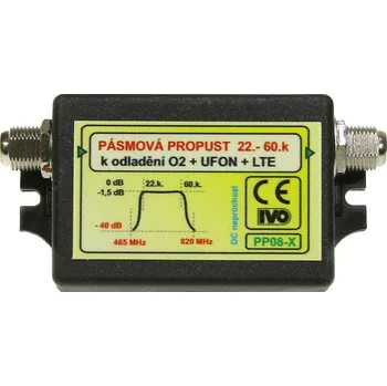 Příjem digitálního pozemního vysílání IVO PP08-X Propust pásmová 22-60k., odladění O2 + UFON + LTE 35PP08X