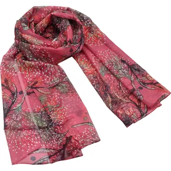 Šála Šála vzdušná - tmavě růžová s potiskem