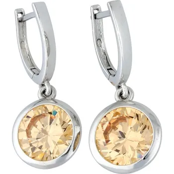 Náušnice Goldstore Stříbrné náušnice zirkon barvy champagne Varianta: stříbrné náušnice