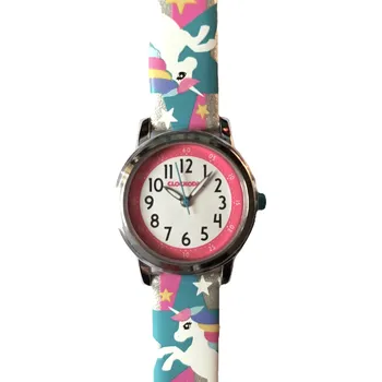 Hodinky Továrna na čas Stříbrné třpytivé dívčí hodinky s jednorožcem CLOCKODILE FAIRIES CWG5053