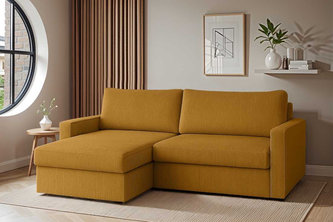 Rozkládací sedací souprava do L Faro mini - Hořčicová 01