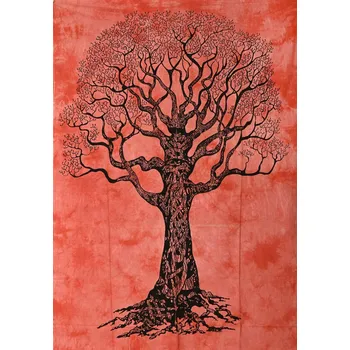 Přehoz na lůžko Mandala malá Strom světle červená