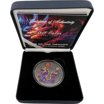 Sběratelství Stříbrná mince 1 Oz Art Color Collection Year of the Dragon 2024 Kolorováno