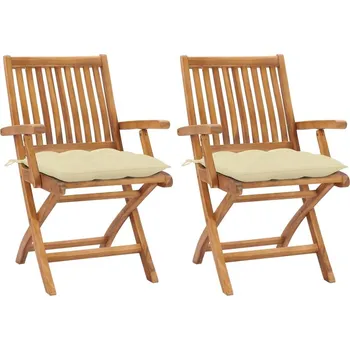 OMAXI Zahradní židle 2 ks krémově bílé podušky masivní teak 263471