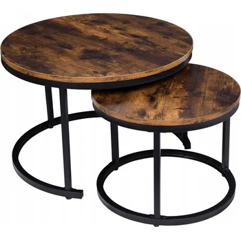 Konferenční stolek Konferenční stolek LoftInspired kulatý 70 x 70 x 47 cm dub postaršený