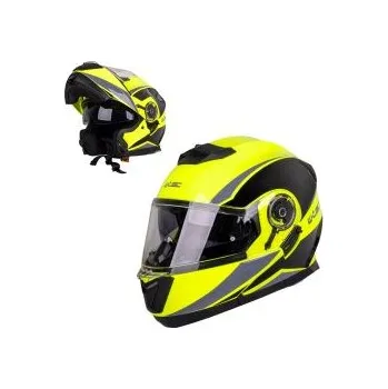 Helma na motorku Výklopná přilba W-TEC Banelmeda - černá-fluo žlutá, XXL(63-64)