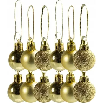 Vánoční dekorace Mini zlaté Vánoční Baňky 12 Ks