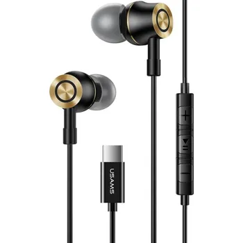 Sluchátka USAMS US-SJ482 sluchátka s konektorem USB-C - černozlatá