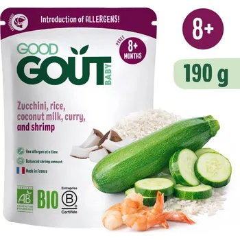 Good Gout BIO Krevety s rýží, cuketou a kokosovým mlékem (190 g)