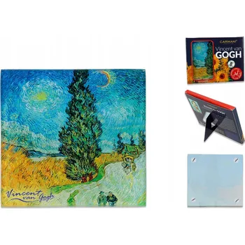 Podtácek SKLENĚNÝ PODTÁCEK POD HRNEK VINCENT VAN GOGH - TOPOLE SKLO DEKORATIVNÍ PODLOŽKA