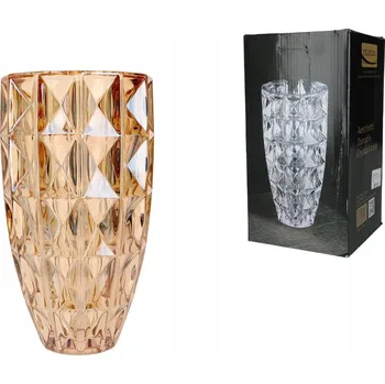 Váza SKLENĚNÁ VÁZA MALÁ JANTAROVÁ DEKORATIVNÍ NA KVĚTINY STYLOVÁ SKLO DEKORACE