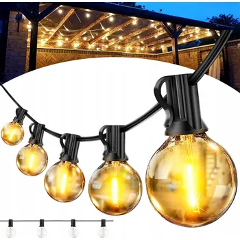 Venkovní osvětlení 18m SVĚTELNÝ ŘETĚZ ZAHRADNÍ Žárovky 30+1 LED Venkovní Světýlka Zahradní