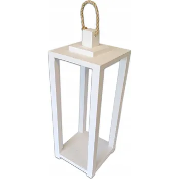 Obraz PEVNÁ DŘEVĚNÁ LUCERNA BÍLÁ - 55 CM