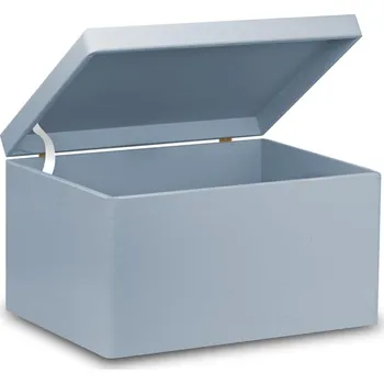 Úložný box Dřevěná uzamykatelná bedna 40x30x23 cm Šedá, s víkem bez úchytů