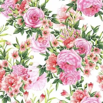 Papírový kapesník Ubrousky DAISY L (20ks) Rose Twigs with Leaves and Flowers