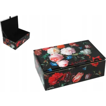 Šperkovnice SKLENĚNÁ ŠPERKOVNICE NA BIŽUTERII KVĚTINY BAROKNÍ KRABIČKA DEKORATIVNÍ UMĚNÍ