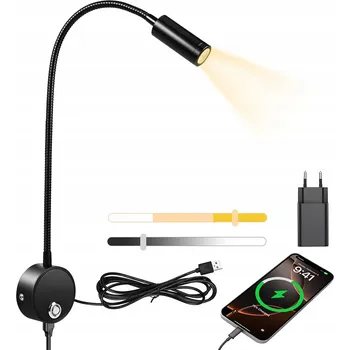 Nástěnné svítidlo NASTAVITELNÁ NÁSTĚNNÁ LAMPA NOČNÍ LAMPA FLEXIBILNÍ RAMENO ČERNÁ NAD POSTEL PRO ČTENÍ