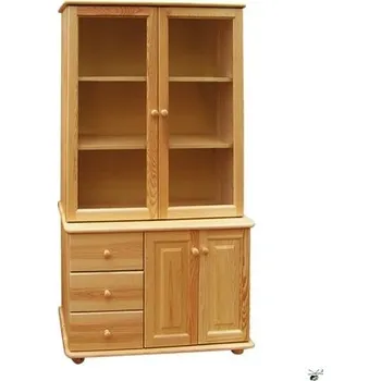 Komoda Prosklená skříň 43 - masiv borovice Odstín: Borovice přírodní