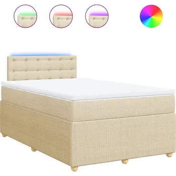 Postel Kontinentální postel s LED, krémová, 200 x 120 x 100,5 cm, s matrací 120 x