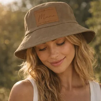 Klobouk Dospělý klobouček s koženkou Barva: Khaki