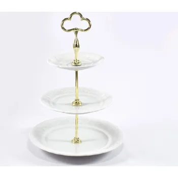 Talíř Talíř mělký dezertní a podš. plus stojan pok., český porcelán, Sonáta, bílá krajka, Leander