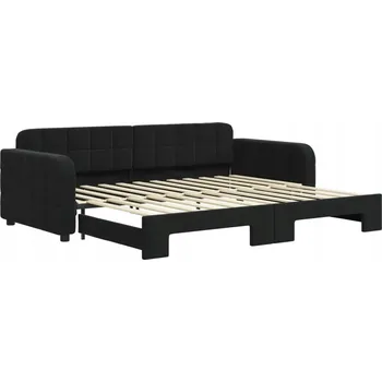 Pohovka Černá rozkládací lenoška/pohovka sametová 224 x 100 x 71 cm