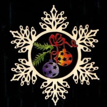 Vánoční dekorace AMADEA Dřevěná vločka barevná s koulemi 9 cm