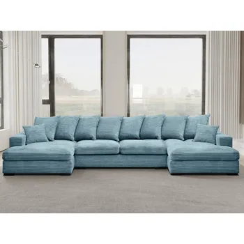 Sedací souprava Rozkládací sedací souprava do U - Gabon - Světle modrá 14