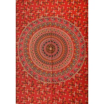 Přehoz na lůžko Mandala malá Bhavya červená