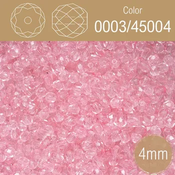 Korálek Korálky BROUŠENÉ 4mm. Barva 0003/45004. Průhledná růžová. Balení 120Ks.
