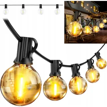 Venkovní osvětlení ZAHRADNÍ GIRLANDA SVĚTELNÉ ŽÁROVKY ŘETĚZ VENKOVNÍ VODĚODOLNÁ