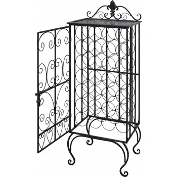Stojan na víno Stojan na 28 lahví vína, kované železo, černý, 47x35x111 cm