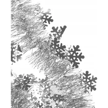 Vánoční dekorace Řetěz se sněhovými vločkami stříbrný na vánoční stromeček 2 m