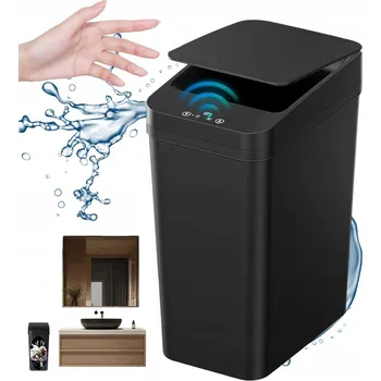 Odpadkový koš BEZDOTYKOVÝ ODPADKOVÝ KOŠ AUTOMATICKÝ 12L VODĚODOLNÝ SMART ČERNÝ ODOLNÝ