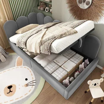 Postel Jednolůžková dřevěná postel Arhatreya 90x190 cm šedá