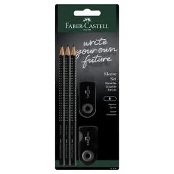 Kancelář Zestaw 3 ołówki Grip + gumka + temperówka Sleeve